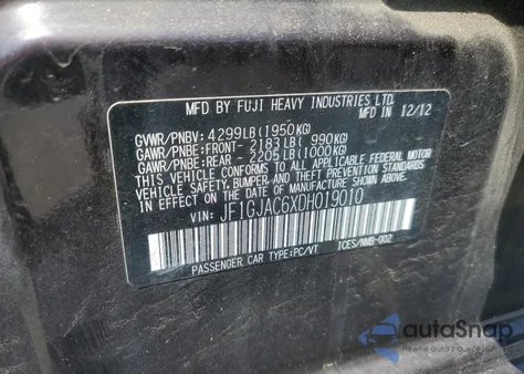 2013 Subaru Impreza Premium z USA, uszkodzony, nr VIN JF1GJAC6XDH019010